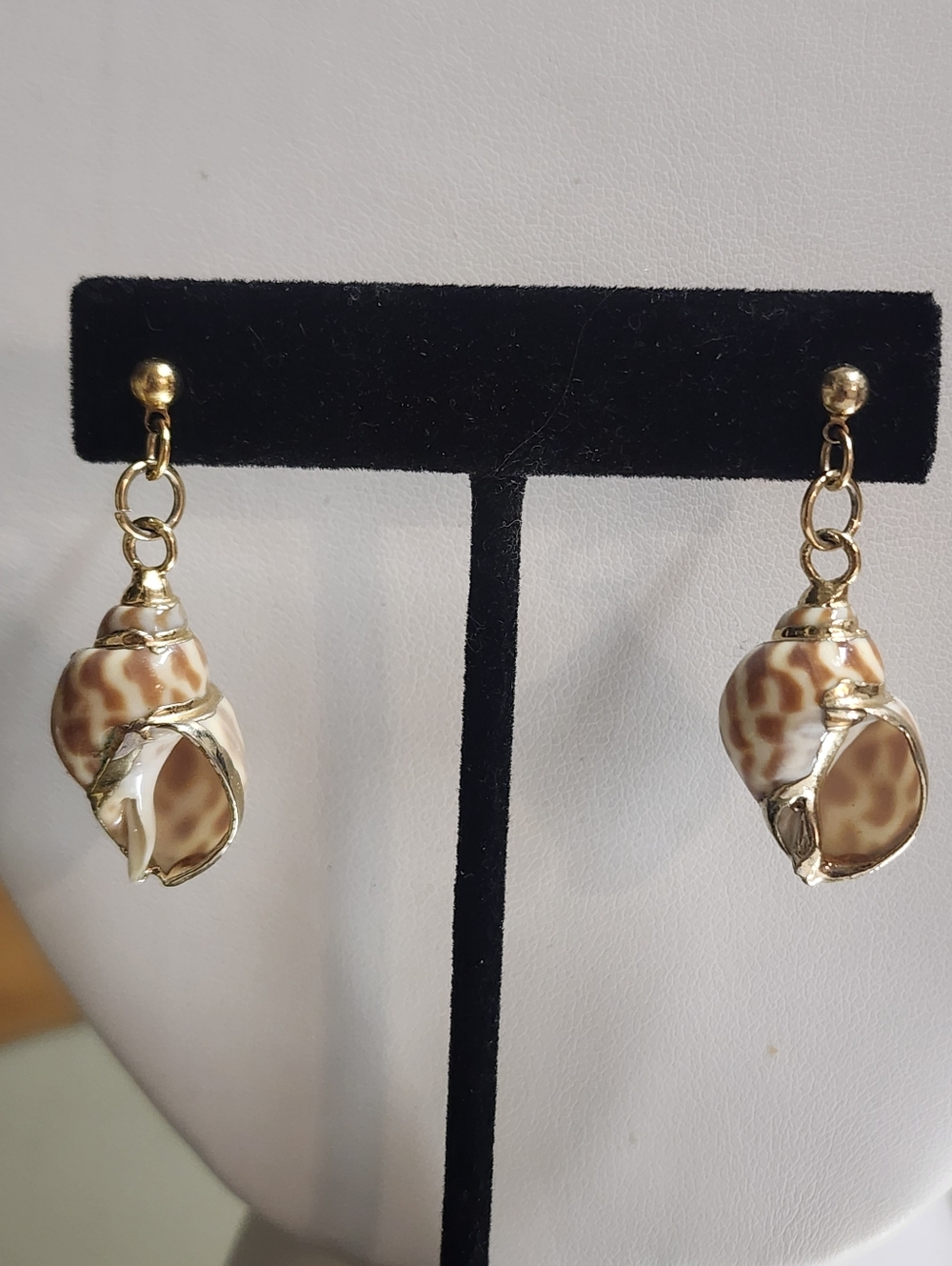 Babylonia Areolata Spiral Shell Post Pierced Dangle Earrings